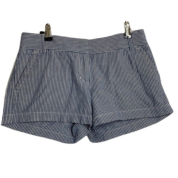 J. Crew Striped Cotton Shorts - Blue/White, Size 0 - Picture 1 of 5